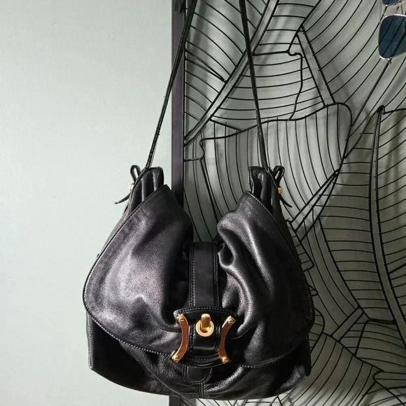B. Makowsky | Black Butter Soft Slouchy  Moto Shoulder Bag - Picture 4 of 16